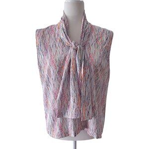 Ripetta 100% Silk Sleeveless Tie Neck Suit Top Womens Large